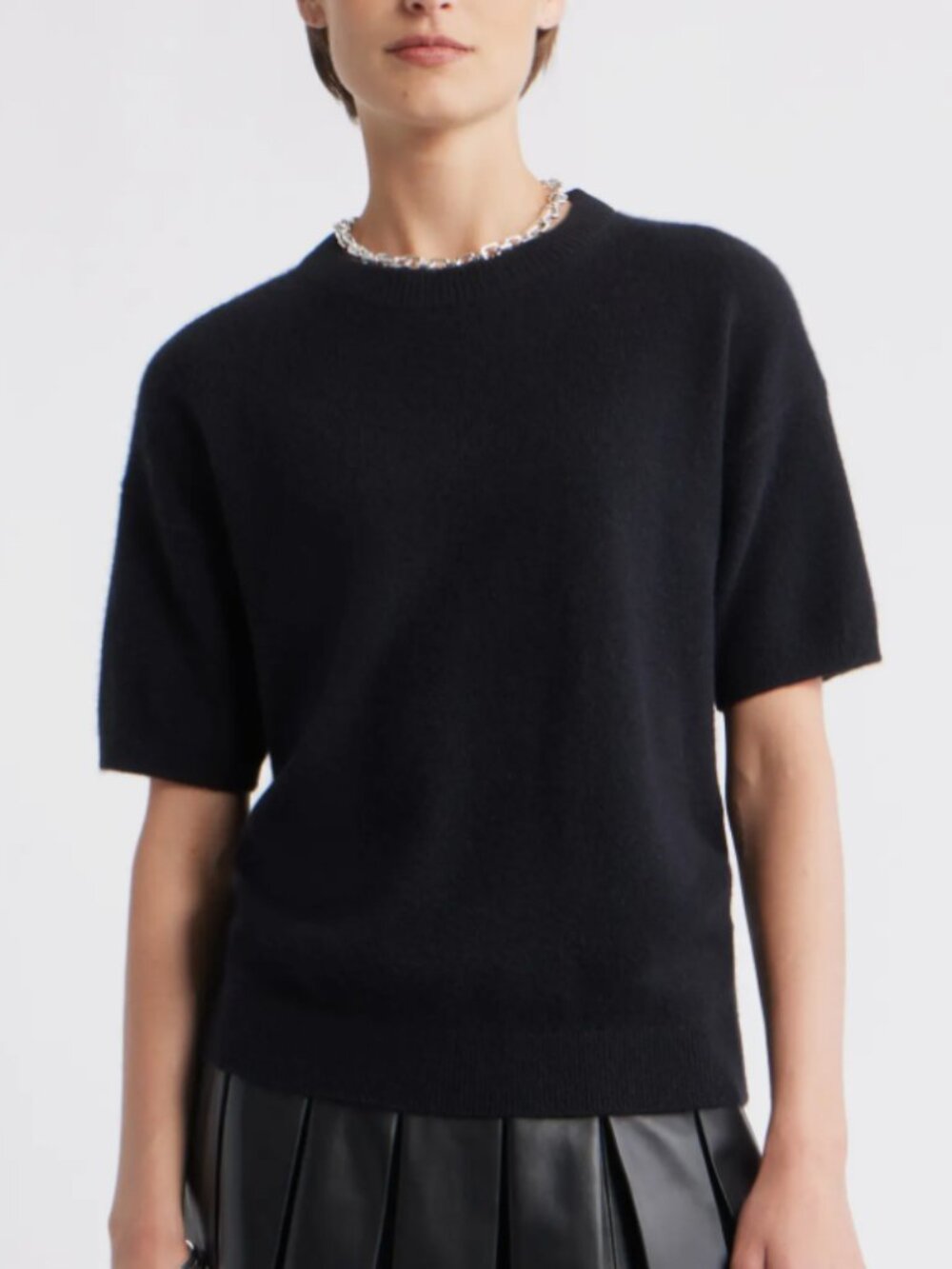 NORDSTROM SHORT SLEEVE CASHMERE SWEATER